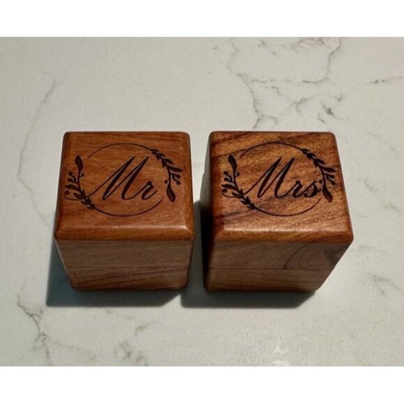 New Mr and Mrs Ring Box – Handmade Wood Ring Box for Wedding day Ring Boxes - Picture 2 of 3